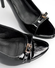 HEDDA - sandali in nero lucido con tacco a spillo