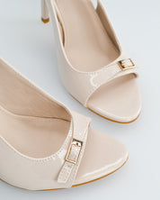 HEDDA - sandali in beige lucido con tacco a spillo