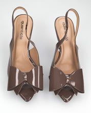 JULIE - décolleté marroni con fiocco in punta