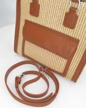 JADE - borsa a mano beige con effetto rafia intrecciata