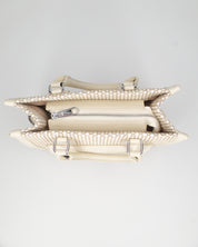 JADE - borsa a mano beige chiaro con effetto rafia intrecciata