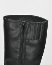 TYRAH - Stivali alti neri in ecopelle liscia, gambale liscio dritto e tacco sottile
