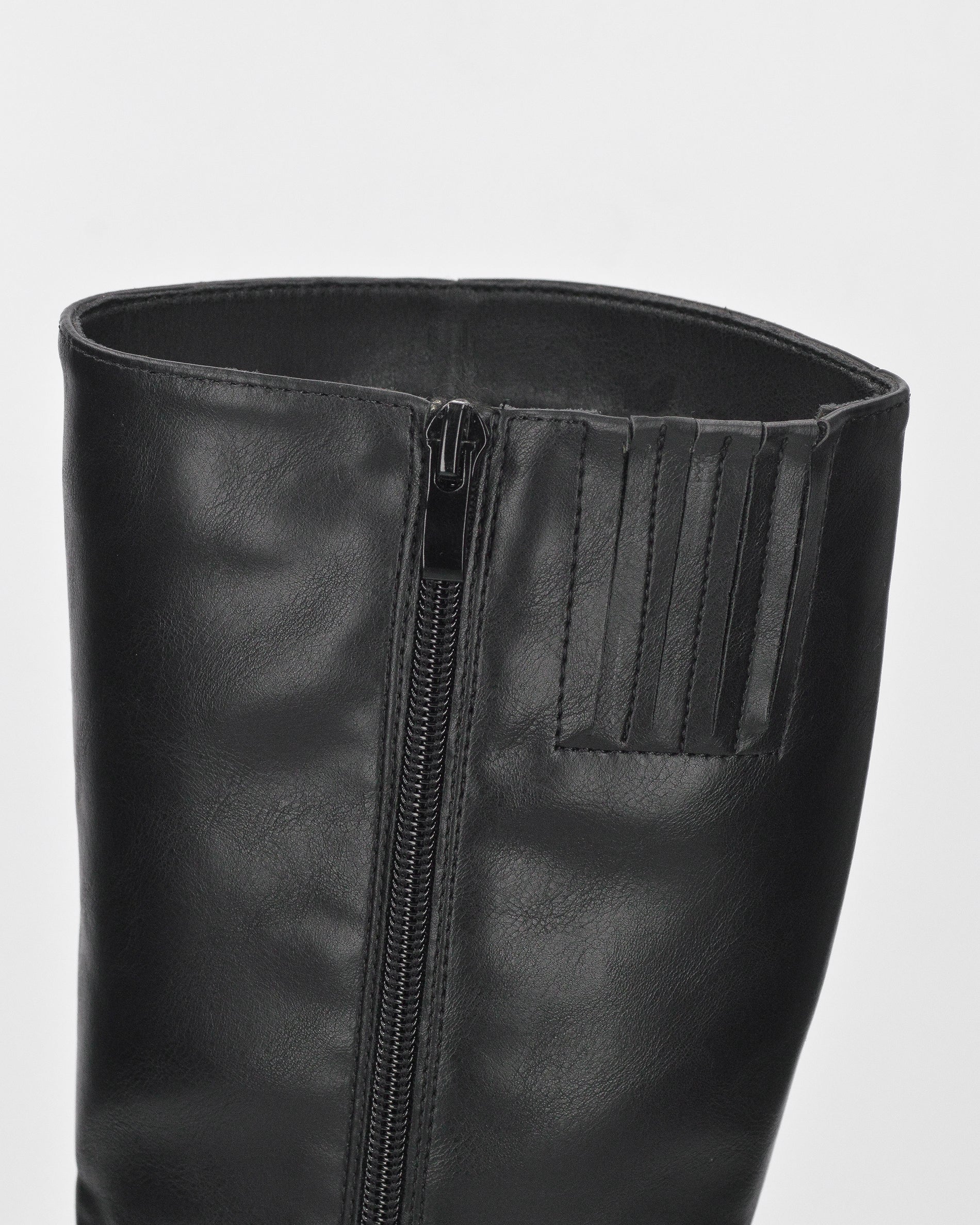 TYRAH - Stivali alti neri in ecopelle liscia, gambale liscio dritto e tacco sottile