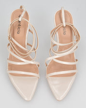 HELGA - sandali beige chiaro lucidi con tacco alto a spillo e listini