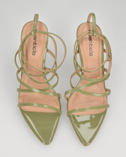 HELGA - sandali verdi lucidi con tacco alto a spillo e listini