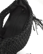 TRIXIE - borsa nera con tracolla e tessuto intrecciato