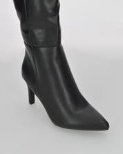 TYRAH - Stivali alti neri in ecopelle liscia, gambale liscio dritto e tacco sottile