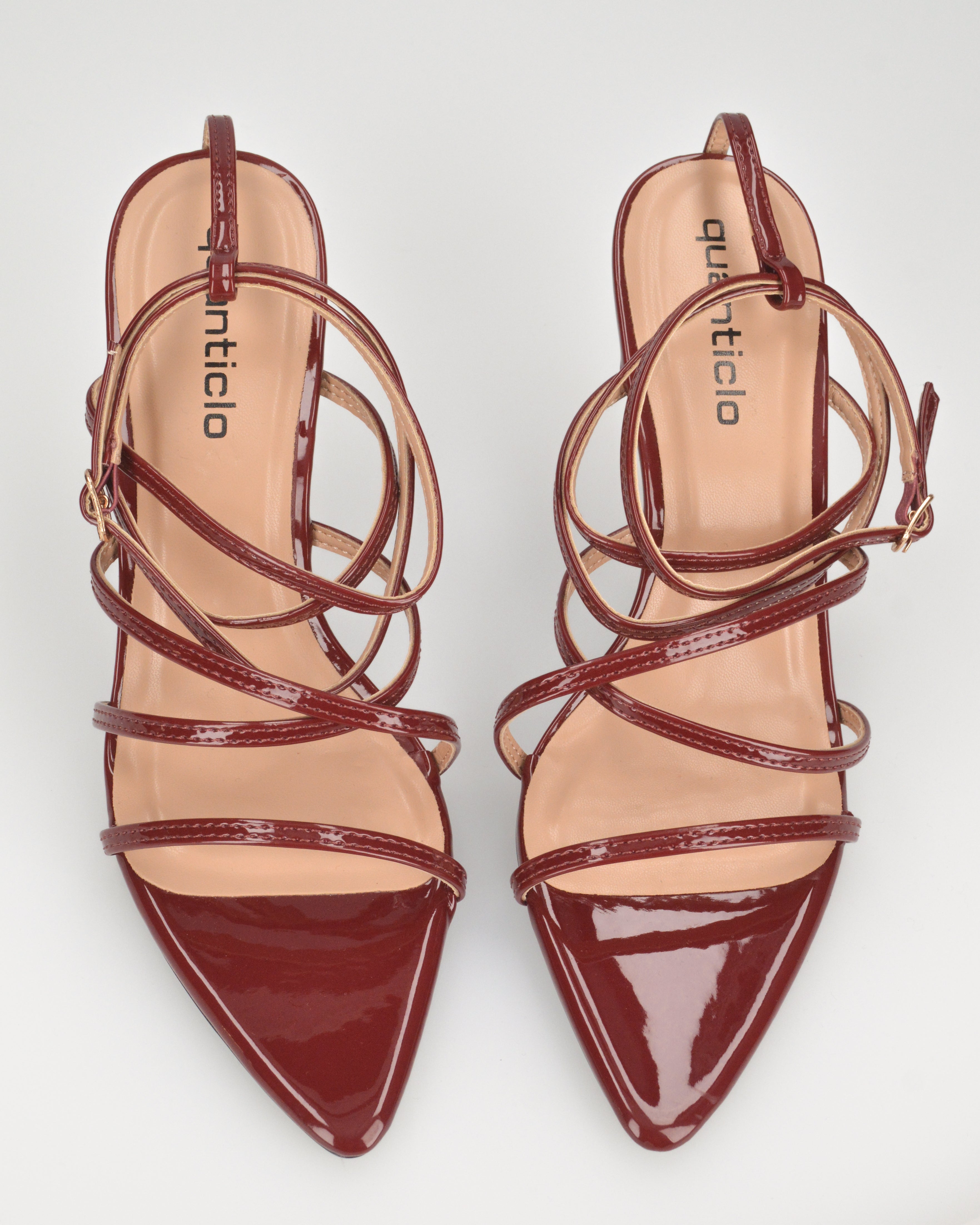 HELGA - sandali bordeaux lucidi con tacco alto a spillo e listini