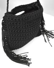TRIXIE - borsa nera con tracolla e tessuto intrecciato
