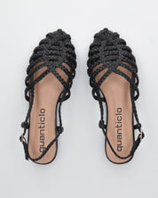 PATRICIA - sandali bassi in ecopelle nera intrecciata