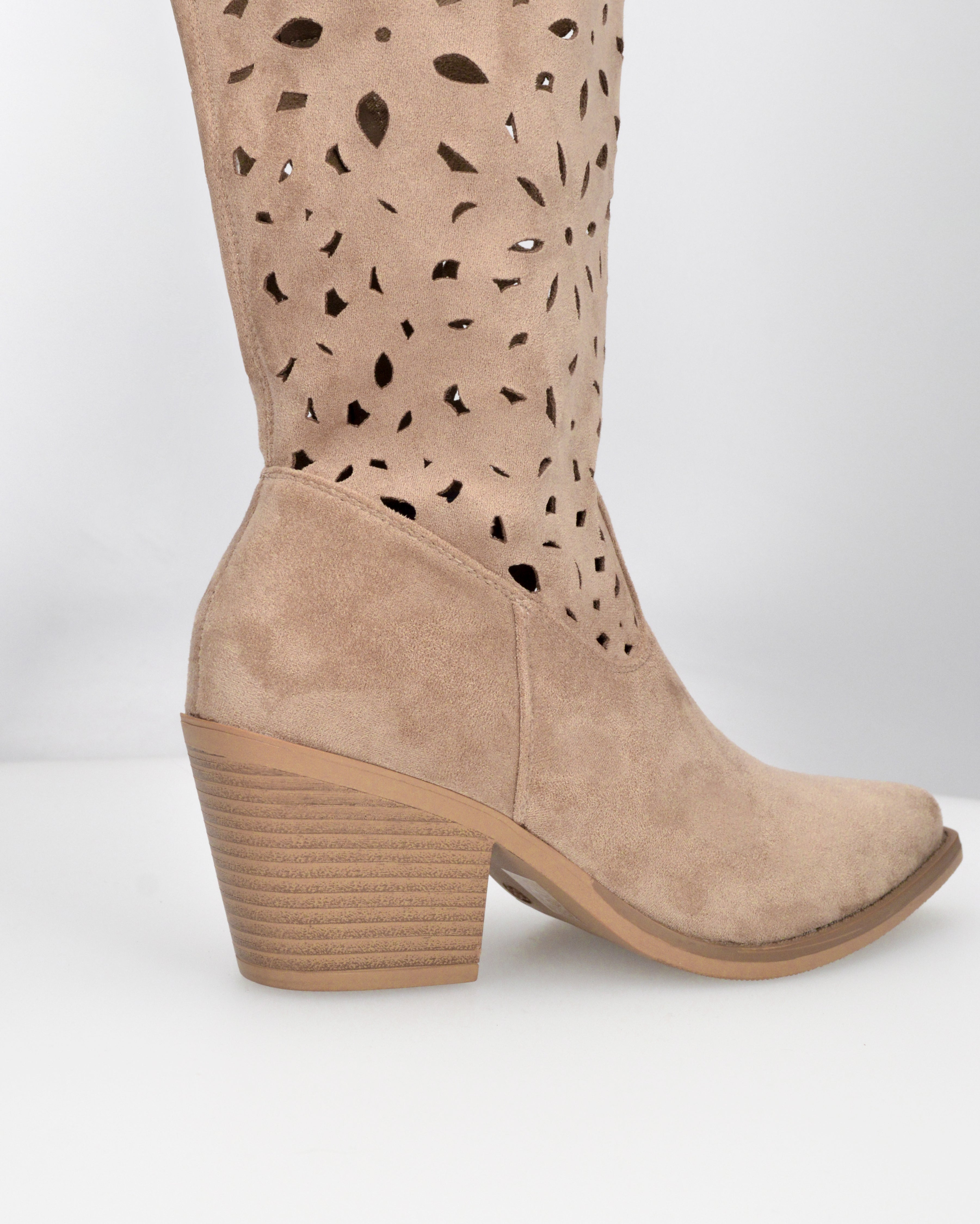 JADY - stivali camperos beige con gambale traforato