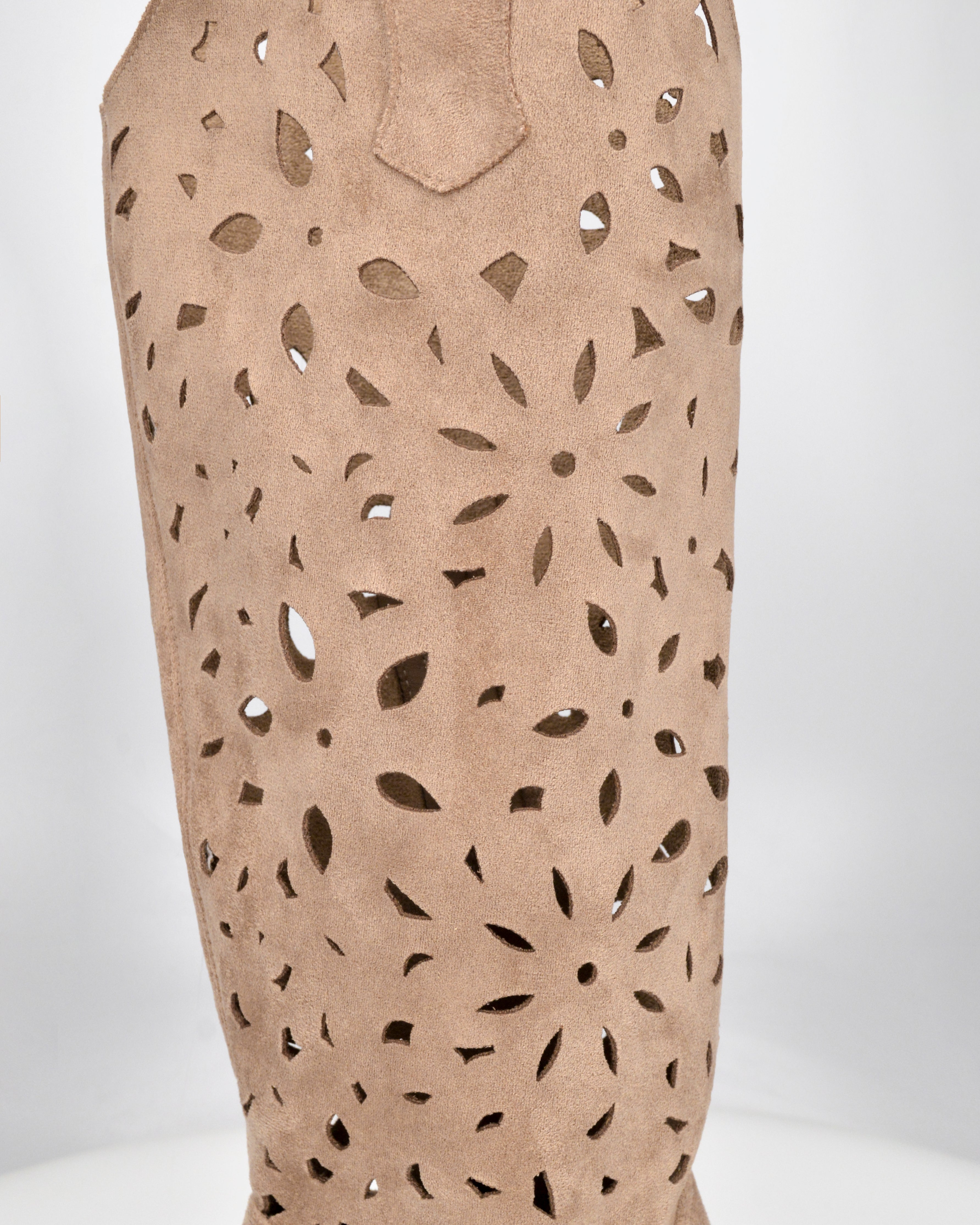 JADY - stivali camperos beige con gambale traforato