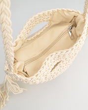 TRIXIE - borsa beige chiaro con tracolla e tessuto intrecciato