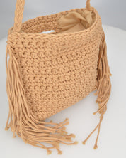TRIXIE - borsa beige con tracolla e tessuto intrecciato