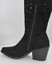 JADY - stivali camperos nero con gambale traforato