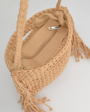 TRIXIE - borsa beige con tracolla e tessuto intrecciato