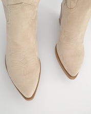 VITA - stivali camperos texani in tessuto scamosciato beige chiaro