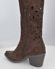 JADY - stivali camperos marrone con gambale traforato