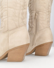 VITA - stivali camperos texani in tessuto scamosciato beige chiaro