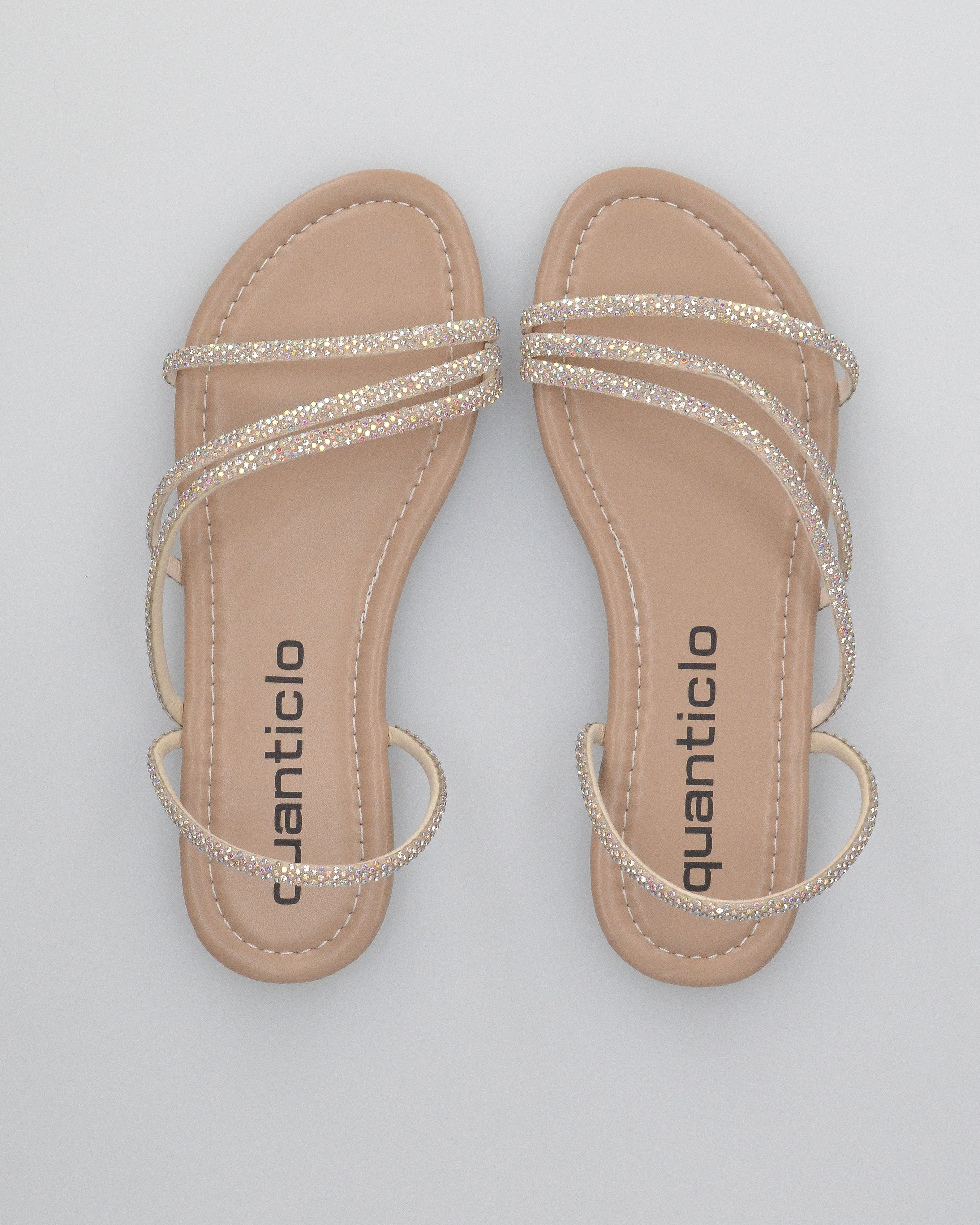 JOLY - sandali flat beige con listini glitterati