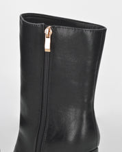 FEDRIKA -  Stivale 2 in 1 in ecopelle nera: da stivale alto a stivaletto con un semplice gesto