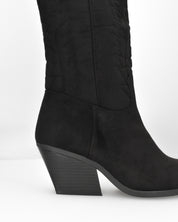 VITA - stivali camperos texani in tessuto scamosciato nero