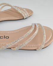 JOLY - sandali flat beige con listini glitterati