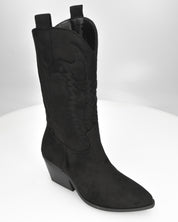 VITA - stivali camperos texani in tessuto scamosciato nero