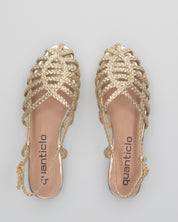 PATRICIA - sandali bassi in ecopelle dorata intrecciata
