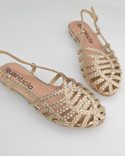 PATRICIA - sandali bassi in ecopelle dorata intrecciata