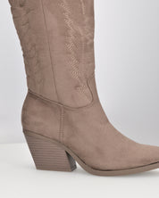 VITA - stivali camperos texani in tessuto scamosciato khaki