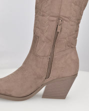 VITA - stivali camperos texani in tessuto scamosciato khaki