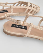 PATRICIA - sandali bassi in ecopelle beige intrecciata