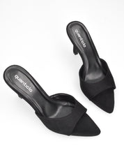 MIKI - sabot a punta in camoscio nero con tacco a stiletto