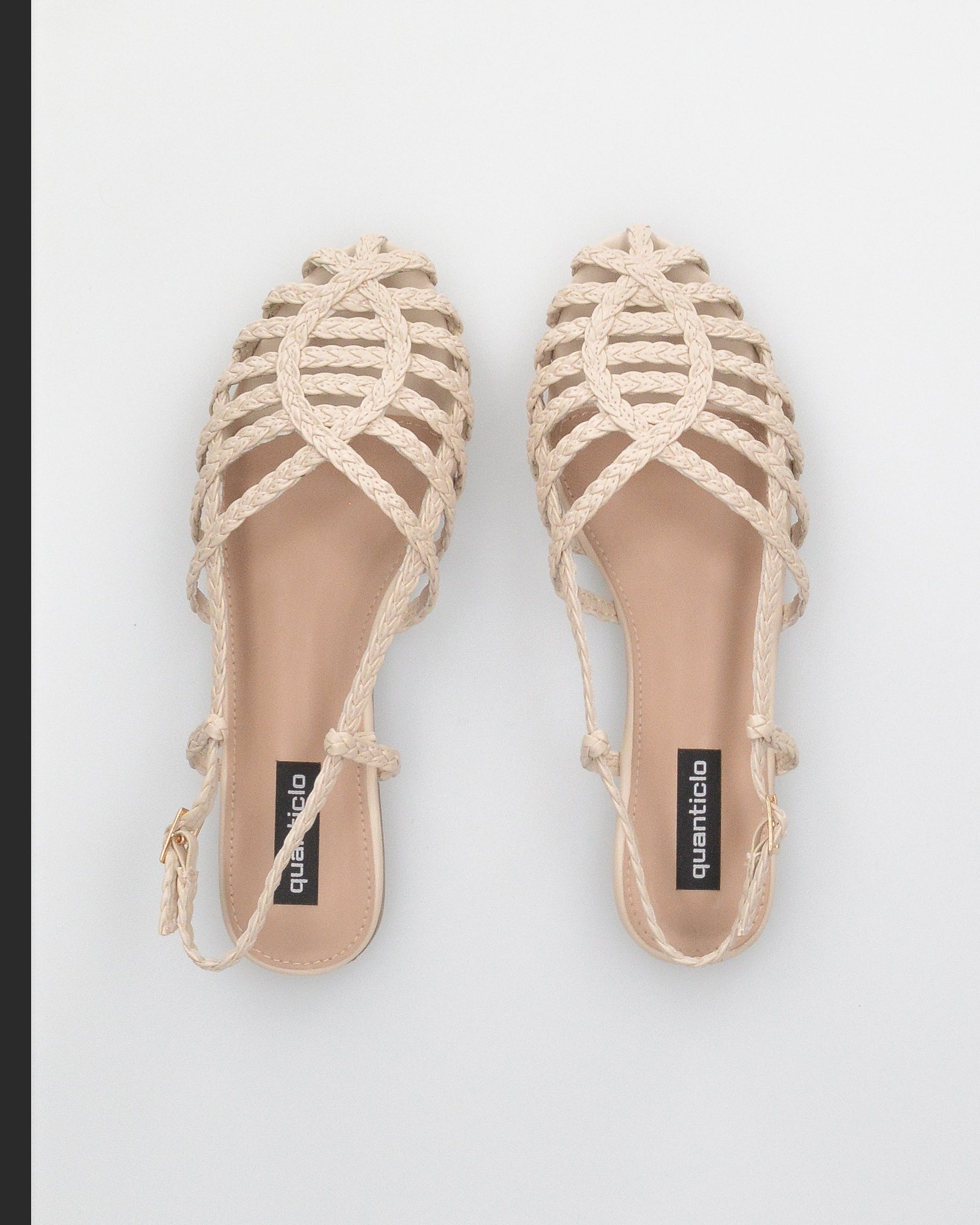 PATRICIA - sandali bassi in ecopelle beige intrecciata