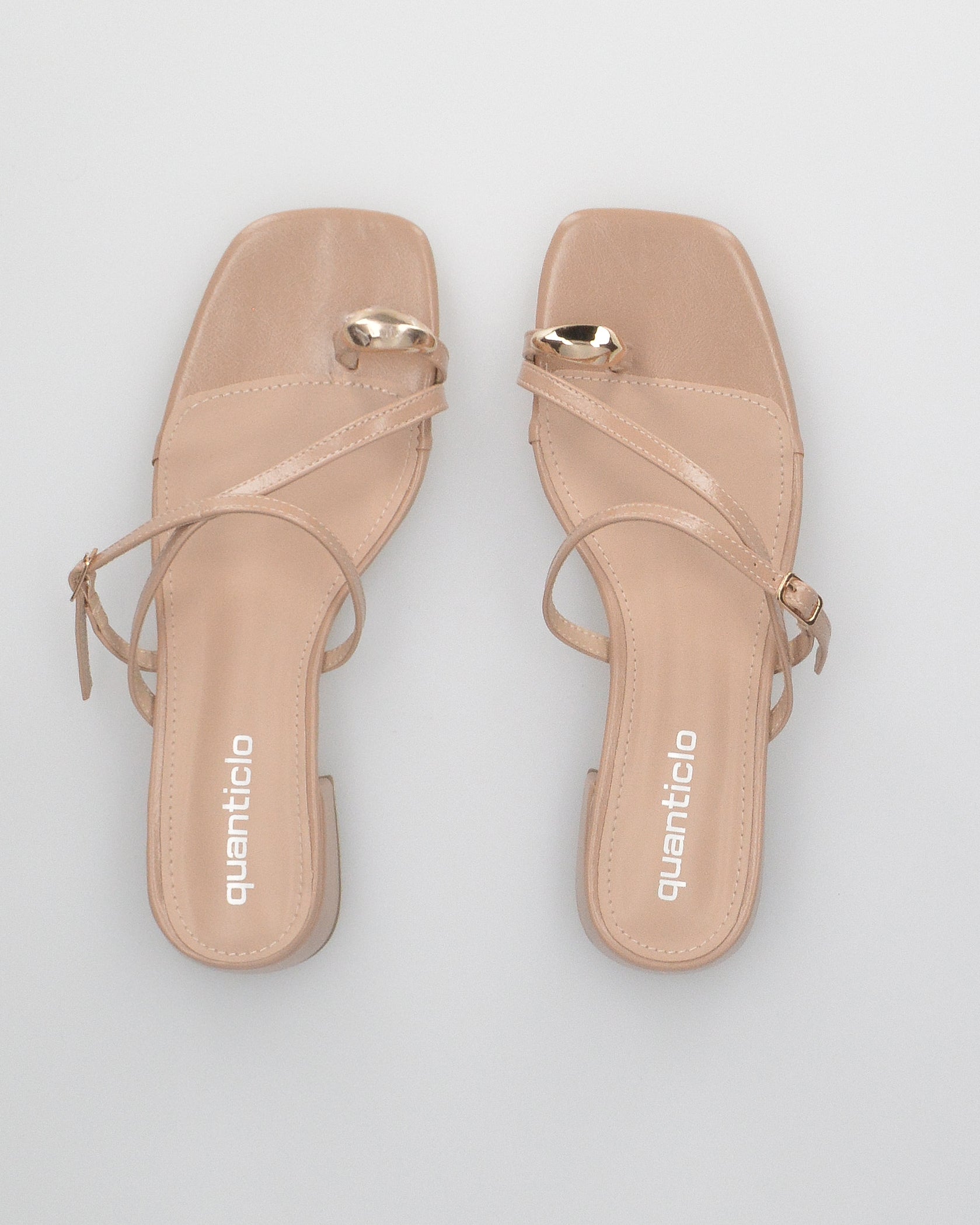 CELINA - sandali infradito beige con decorazione dorata