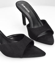 MIKI - sabot a punta in camoscio nero con tacco a stiletto