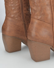 FIONA - camperos marrone in materiale lucido con chiusura zip