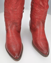 BONNIE - stivaletti camperos in rosso lucido con ricami decorativi