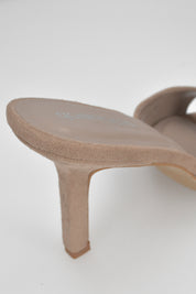 MIKI - sabot a punta in camoscio beige con tacco a stiletto