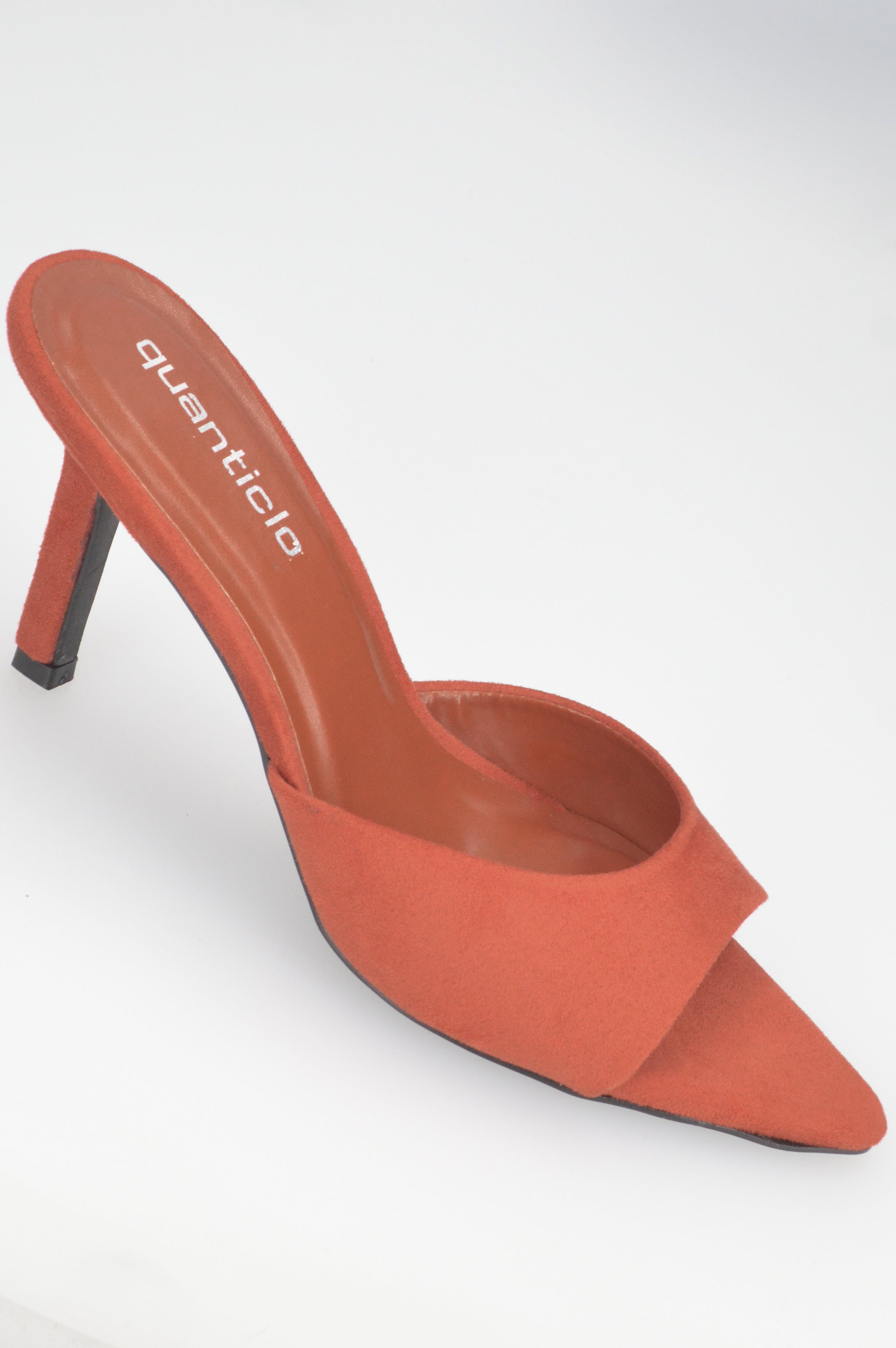 MIKI - sabot a punta in camoscio arancione con tacco a stiletto