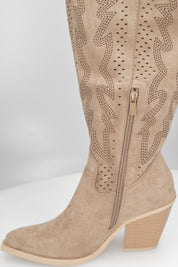 ROWEN - stivali alti in camoscio beige