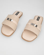 KAJY - ciabattine beige con fascia in tessuto rigido