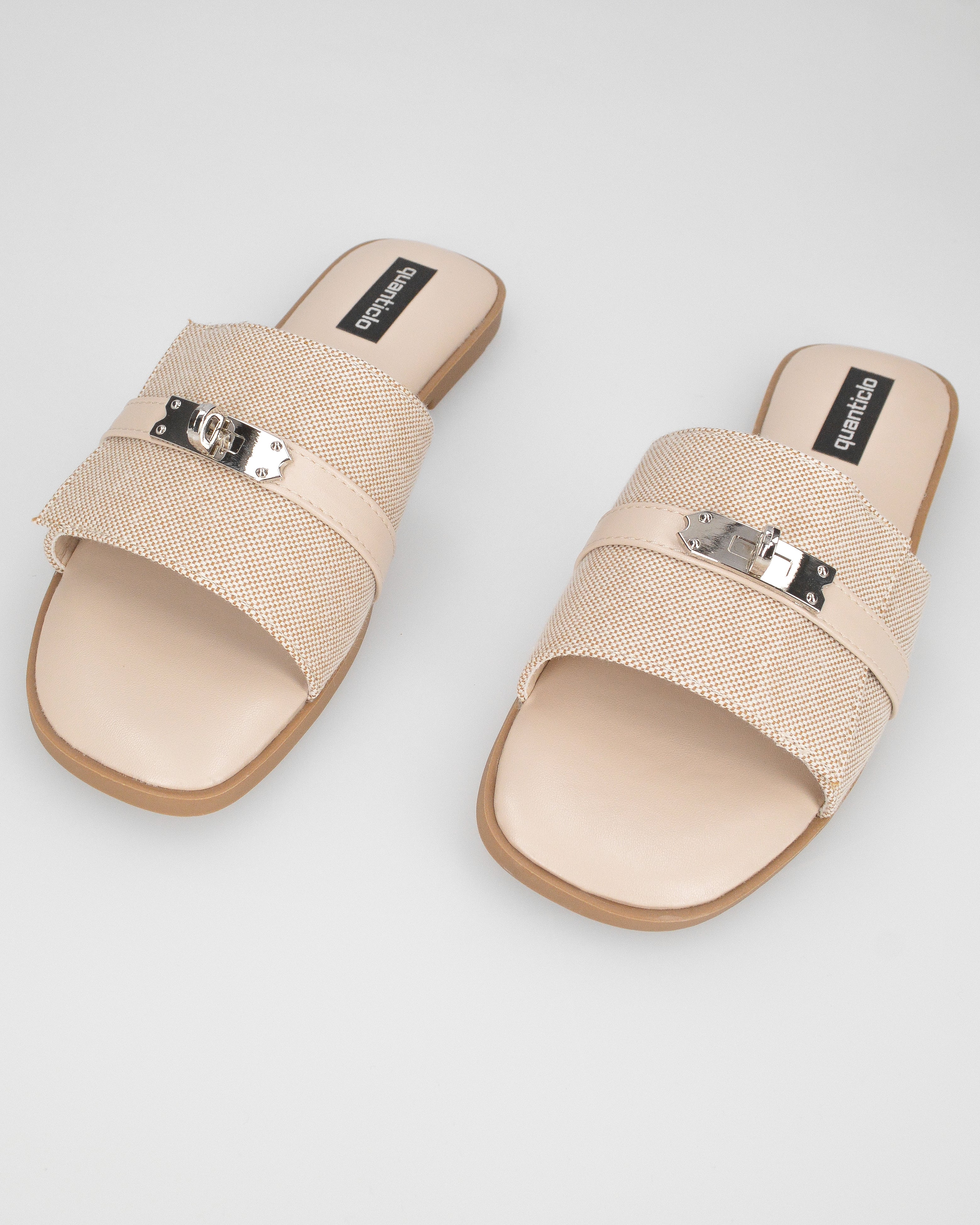 KAJY - ciabattine beige con fascia in tessuto rigido