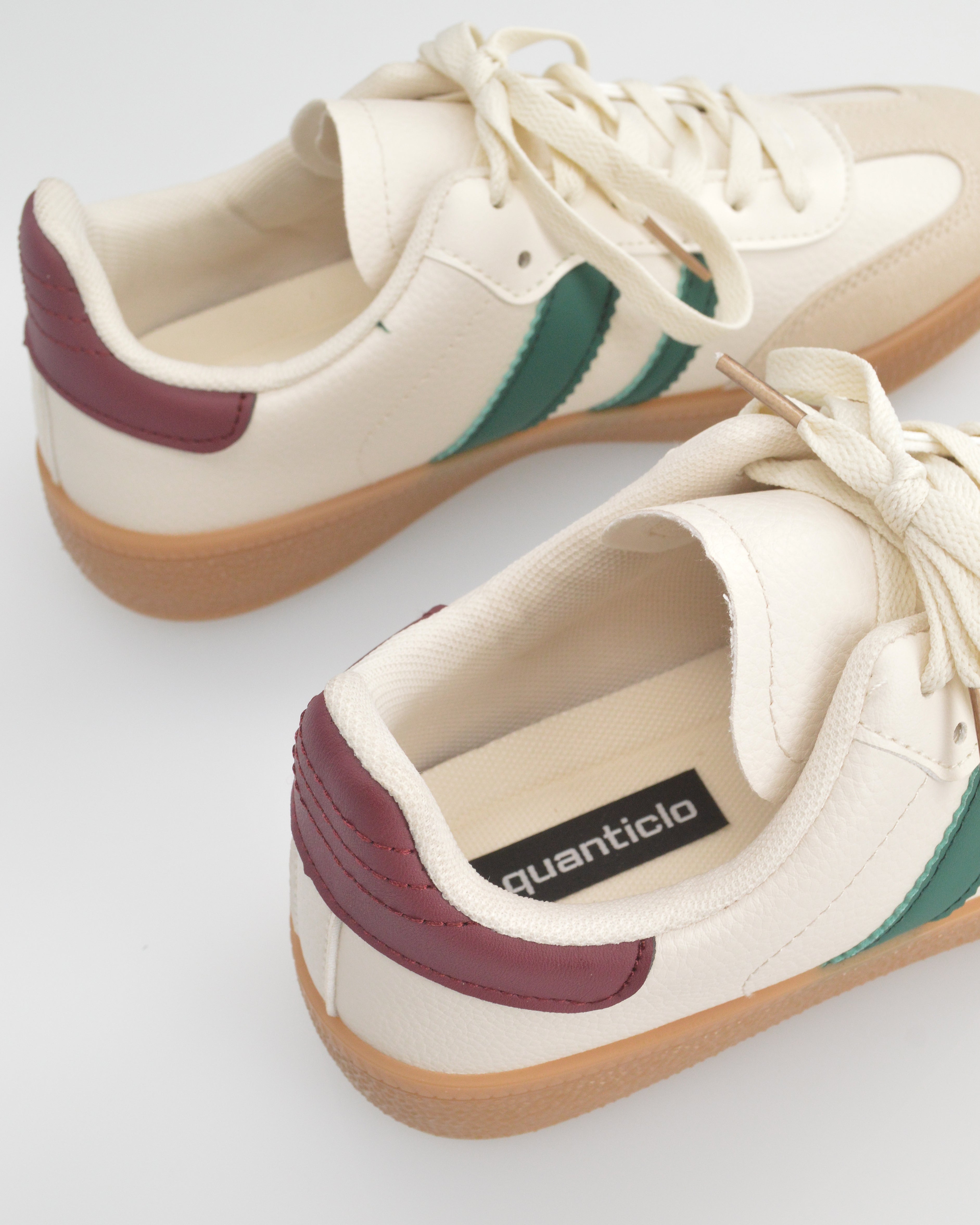 WILLOW - sneakers beige con dettagli verdi e bordeaux