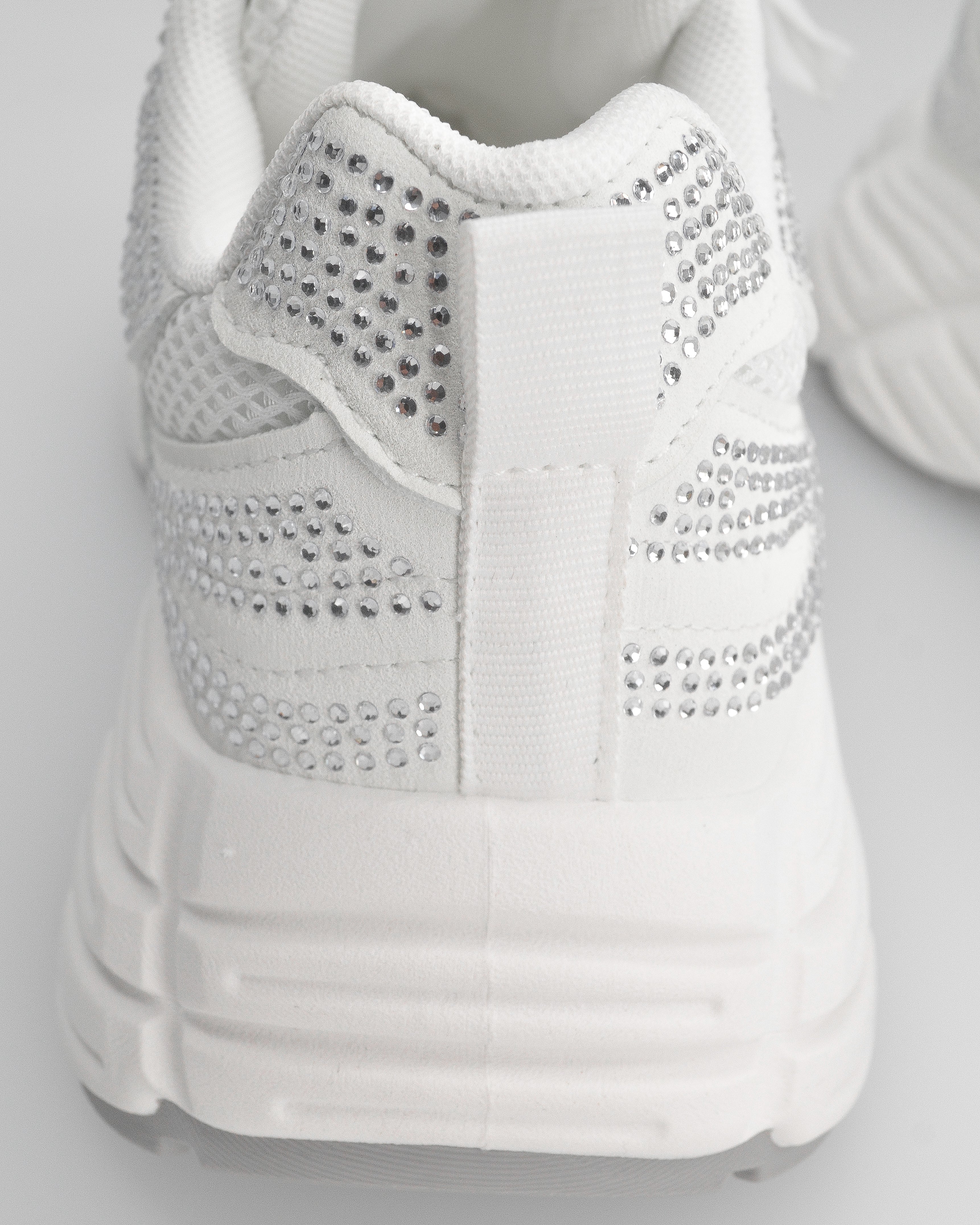 DIANA - Chunky sneakers bianche con tessuto brillantinato