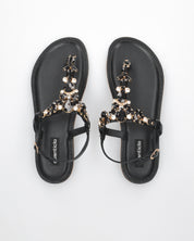 SVEVA - sandali flat neri infradito con gemme decorative