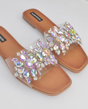 GEMMY - ciabattine con gemme opalescenti e fascia trasparente