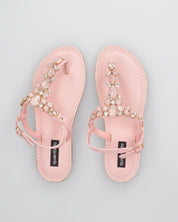 SVEVA - sandali flat rosa infradito con gemme decorative