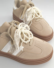 JODA - sneakers beige con fiocco perlinato removibile
